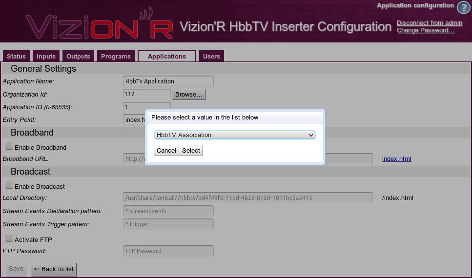 Modifying HbbTV Application Organization ID